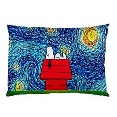 Cartoon Dog Starry Night Van Gogh Parody Pillow Case (two Sides) by Modalart