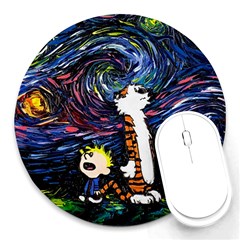 Cartoon Art Starry Night Van Gogh Round Mousepad by Modalart