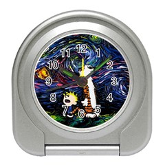 Cartoon Art Starry Night Van Gogh Travel Alarm Clock by Modalart