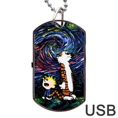 Cartoon Art Starry Night Van Gogh Dog Tag Usb Flash (two Sides) by Modalart