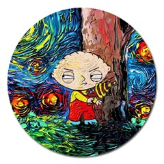 Cartoon Starry Night Vincent Van Gogh Magnet 5  (round) by Modalart