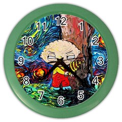 Cartoon Starry Night Vincent Van Gogh Color Wall Clock by Modalart