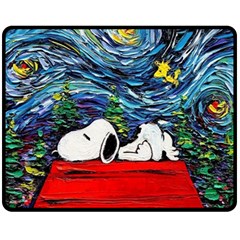 Dog House Vincent Van Gogh s Starry Night Parody Fleece Blanket (medium) by Modalart