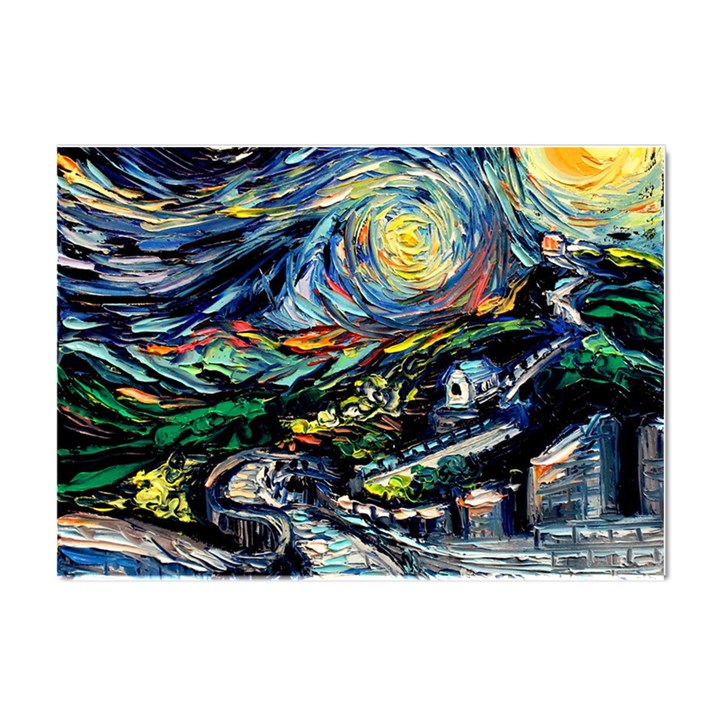 The Great Wall Nature Painting Starry Night Van Gogh Crystal Sticker (A4)