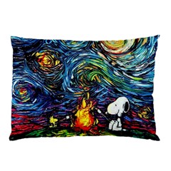 Dog Cartoon Starry Night Print Van Gogh Parody Pillow Case (two Sides) by Modalart