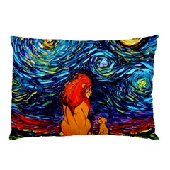 Lion Art Starry Night Van Gogh Pillow Case (two Sides) by Modalart