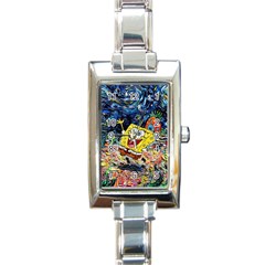 Art Cartoon Starry Night Van Gogh Rectangle Italian Charm Watch by Modalart