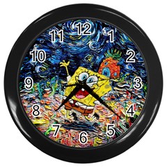 Art Cartoon Starry Night Van Gogh Wall Clock (black) by Modalart