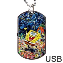 Art Cartoon Starry Night Van Gogh Dog Tag Usb Flash (two Sides) by Modalart