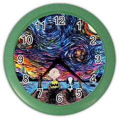 Cartoon Dog Vincent Van Gogh s Starry Night Parody Color Wall Clock by Modalart