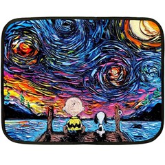 Cartoon Dog Vincent Van Gogh s Starry Night Parody Two Sides Fleece Blanket (mini) by Modalart