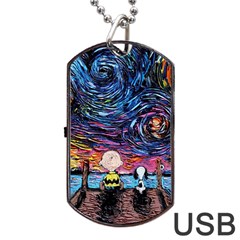 Cartoon Dog Vincent Van Gogh s Starry Night Parody Dog Tag Usb Flash (one Side) by Modalart