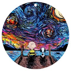 Cartoon Dog Vincent Van Gogh s Starry Night Parody Uv Print Acrylic Ornament Round by Modalart