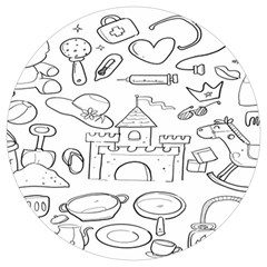 Baby Hand Sketch Drawn Toy Doodle Round Trivet by Pakjumat