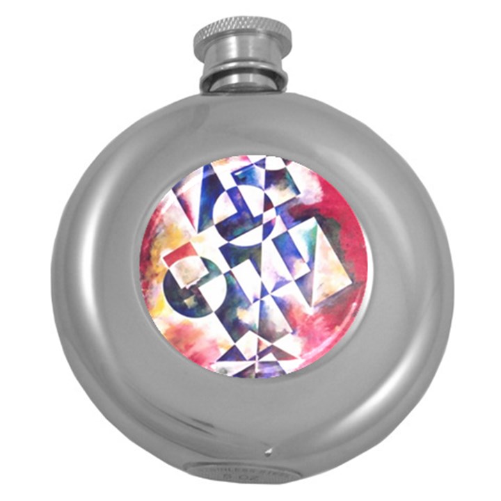 Abstract Art Work 1 Round Hip Flask (5 oz)