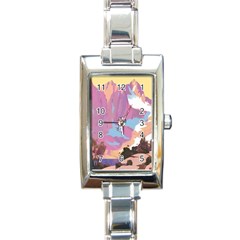 Pink Mountains Grand Canyon Psychedelic Mountain Rectangle Italian Charm Watch by Modalart