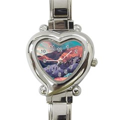 Adventure Psychedelic Mountain Heart Italian Charm Watch by Modalart