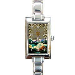 Surreal Art Psychadelic Mountain Rectangle Italian Charm Watch by Modalart