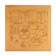 Pusheen Cute Fall The Cat Wood Photo Frame Cube by Modalart