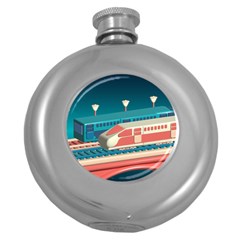 Bridge Transportation Train Toys Round Hip Flask (5 Oz) by Modalart