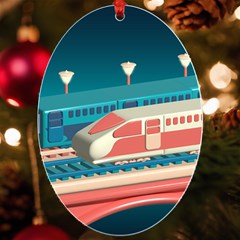 Bridge Transportation Train Toys Uv Print Acrylic Ornament Oval by Modalart