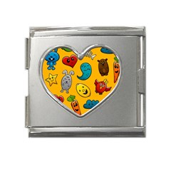 Graffiti Characters Seamless Ornament Mega Link Heart Italian Charm (18mm) by Bedest