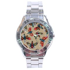 Tattoos Colorful Seamless Pattern Stainless Steel Analogue Watch by Bedest