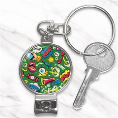 Pop Art Colorful Seamless Pattern Nail Clippers Key Chain by Bedest