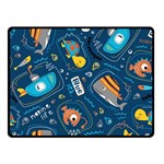 Seamless Pattern Vector Submarine With Sea Animals Cartoon Two Sides Fleece Blanket (Small) 45 x34  Blanket Front