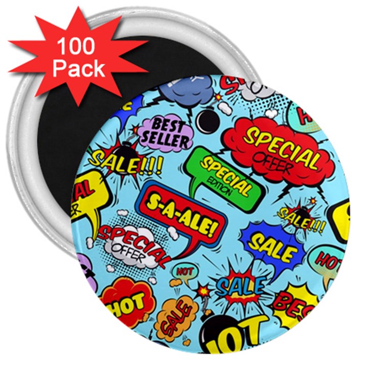 Comic Bubbles Seamless Pattern 3  Magnets (100 pack)