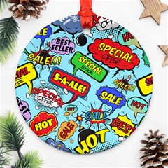 Comic Bubbles Seamless Pattern Round Ornament (two Sides) by Bedest