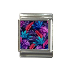 Background With Violet Blue Tropical Leaves Italian Charm (13mm) by Bedest