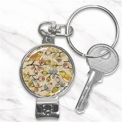 Seamless Pattern With Flower Bird Nail Clippers Key Chain by Bedest