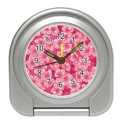 Cute Pink Sakura Flower Pattern Travel Alarm Clock by Pakjumat