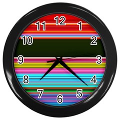 Horizontal Line Colorful Wall Clock (black) by Pakjumat