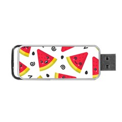 Cute Smiling Watermelon Seamless Pattern White Background Portable Usb Flash (one Side) by Pakjumat