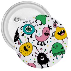 Funny Monster Pattern 3  Buttons by Pakjumat