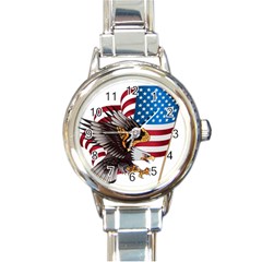 American Eagle Clip Art Round Italian Charm Watch by Maspions