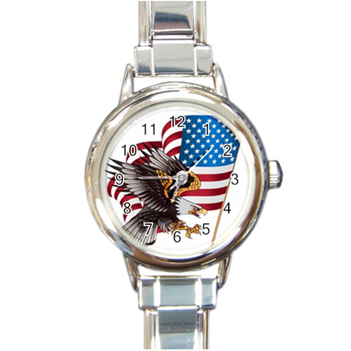 American Eagle Clip Art Round Italian Charm Watch