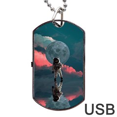 Astronaut Moon Space Nasa Planet Dog Tag Usb Flash (one Side) by Maspions