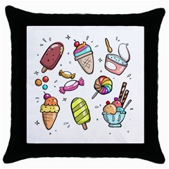 Doodle Cartoon Drawn Cone Food Throw Pillow Case (black) by Hannah976