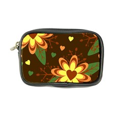 Floral Hearts Brown Green Retro Coin Purse by Hannah976