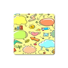 Cute Sketch Child Graphic Funny Square Magnet by Hannah976