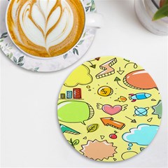 Cute Sketch Child Graphic Funny Uv Print Round Tile Coaster by Hannah976