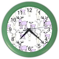 Cute Deers  Color Wall Clock by ConteMonfrey