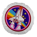 Badge Patch Pink Rainbow Rocket Large 18  Premium Round Cushions Front