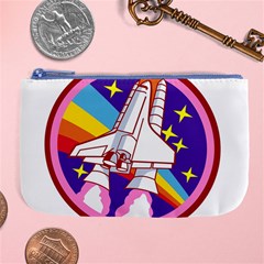 Badge Patch Pink Rainbow Rocket Large Coin Purse by Sarkoni