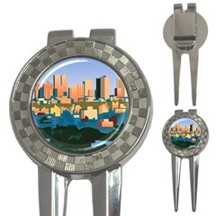 City Buildings Urban Dawn 3-in-1 Golf Divots by Sarkoni