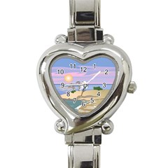 Vacation Island Sunset Sunrise Heart Italian Charm Watch by Sarkoni