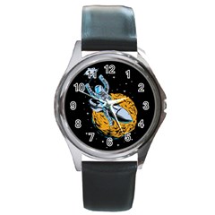 Astronaut Planet Space Science Round Metal Watch by Sarkoni